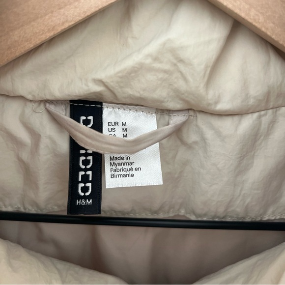 H&M Padded Teddy Bear Jacket Cropped Medium Light Beige - Picture 5 of 12